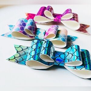 Mermaid Scale Hair Bow Set - Blue, Pink, Multicolor